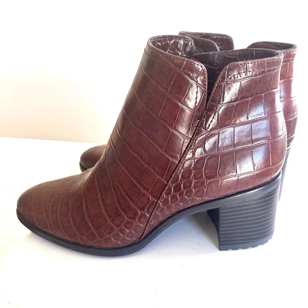 Naturalizer Lailah Brown Croco Ankle Booties- Sz 9.5 New‎